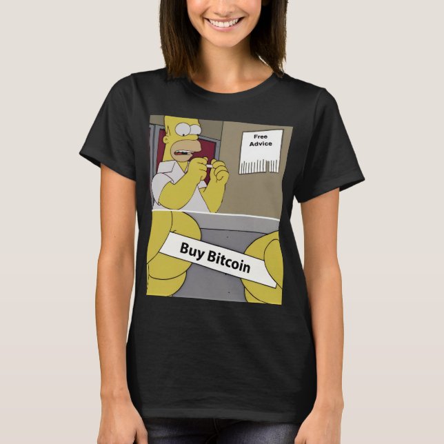 Buy Bitcoin Meme |Funny Crypto Cartoon Art T-Shirt (Front)