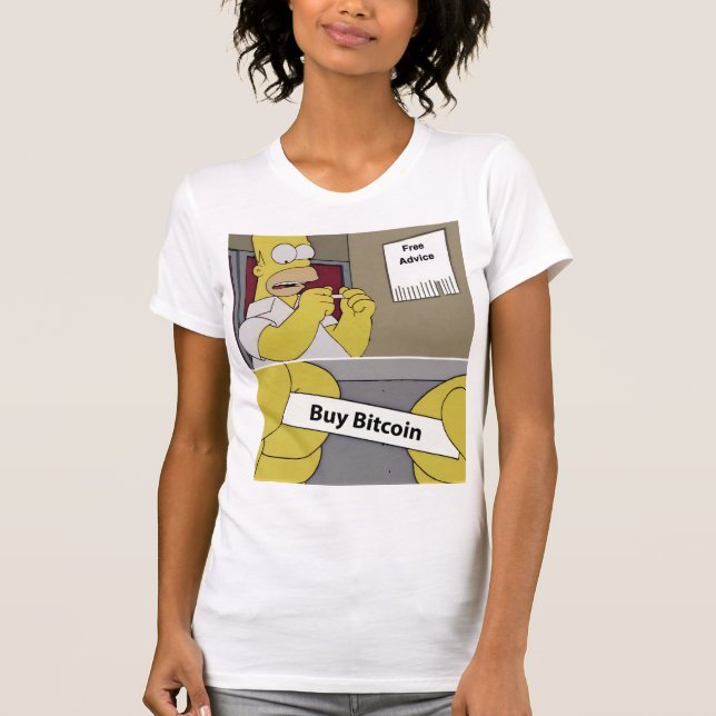 Buy Bitcoin Meme |Funny Crypto Cartoon Art T-Shirt (Front)