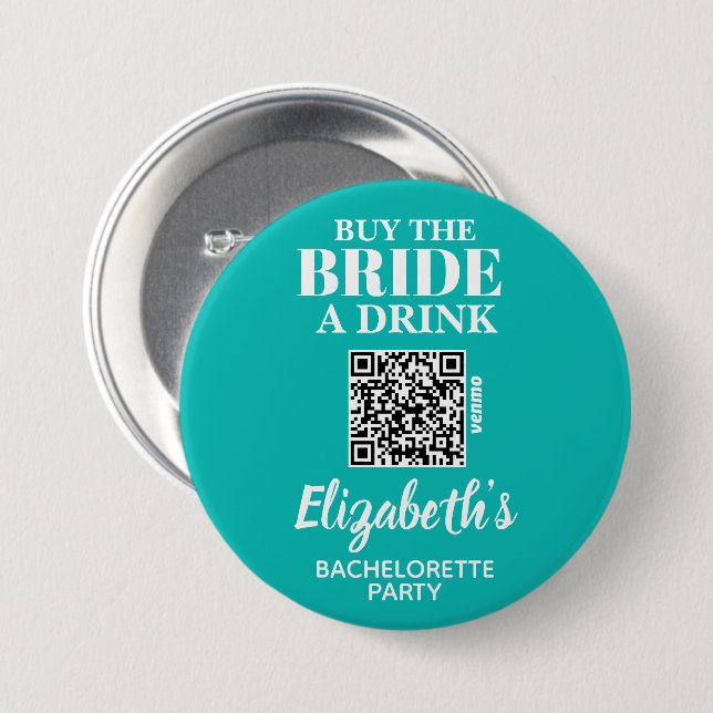 Buy Bride A Drink Bachelorette Party QR Code Button (Front & Back)