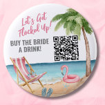 Buy Bride A Drink QR Code Button<br><div class="desc">Cute Beach Bachelorette Buy Bride A Drink QR Code button. Grab for your entire crew to wear out to the bars or clubs! A cool watercolor beach theme with shades of pink and teal, setting the vibe for a beach escape with the bride and her besties. From trips to Florida,...</div>
