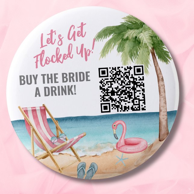 Buy Bride A Drink QR Code Button (Bachelorette Buy Bride A Drink QR Code button)