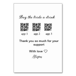 buy bride a drink scan QR code thank youInvitation Table Number