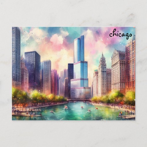 buy colorful Travel Vintage chicago postcards