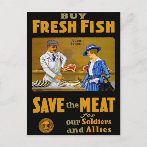 Buy Fresh Fish Retro Vintage WW1 Postcard