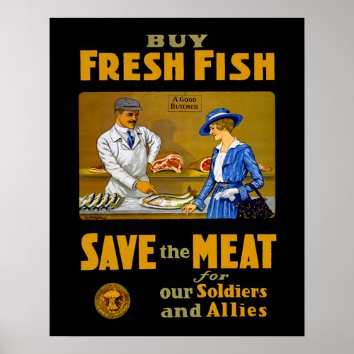 Buy Fresh Fish Vintage WW1 Retro Patriotic Poster