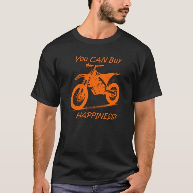 Buy Happiness - Orange on Black (KTM) T-Shirt (Front)