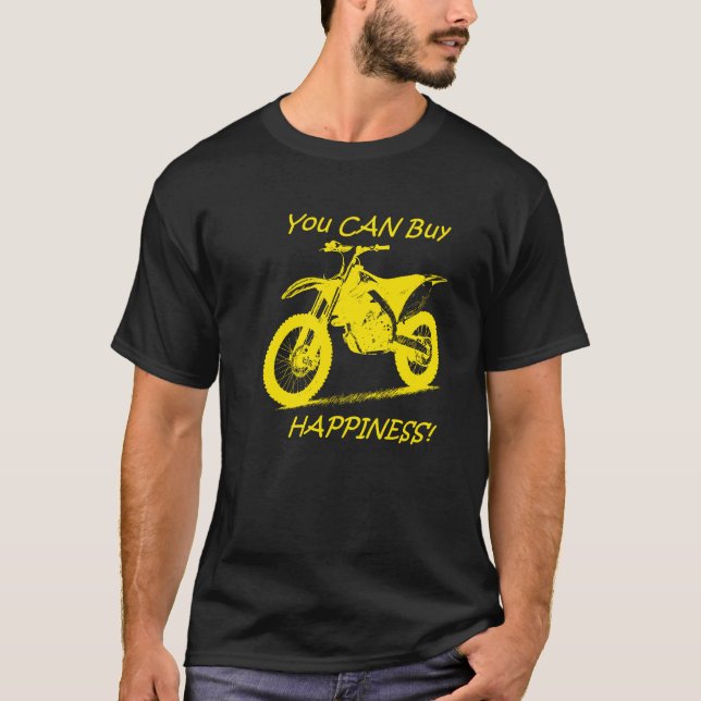 Buy Happiness - Yellow on Black (Suzuki) T-Shirt (Front)