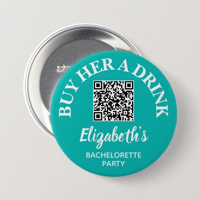 Buy Her A Drink Bachelorette Party QR Code Button (Front & Back)
