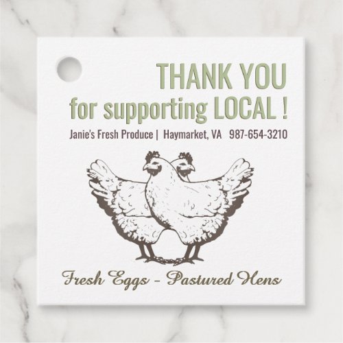 Buy Local Product Tag with White Vintage Hens