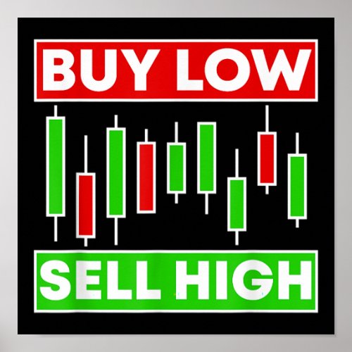 BUY LOW SELL HIGH TRADING CANDLE STICKS POSTER