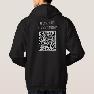 Buy Me A Coffee QR Code On Back Funny Free Drink Hoodie