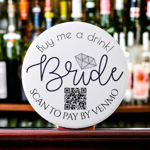 Buy Me A Drink Bride Bachelorette Party QR Code Button