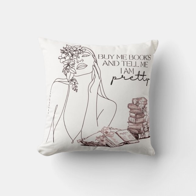 Buy me books throw pillow (Front)
