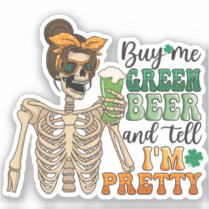 Buy Me Green Beer - Skeleton   St. Patrick's Day Sticker