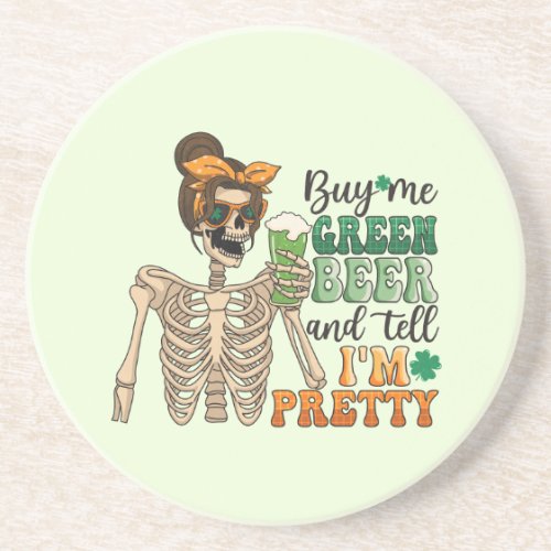 Buy Me Green Beer  St Patricks Day Coaster