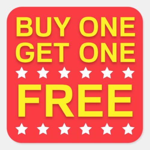 Buy one get one free red yellow retail stickers