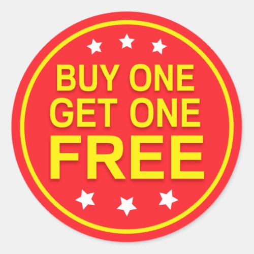 Buy one get one free red yellow retail stickers