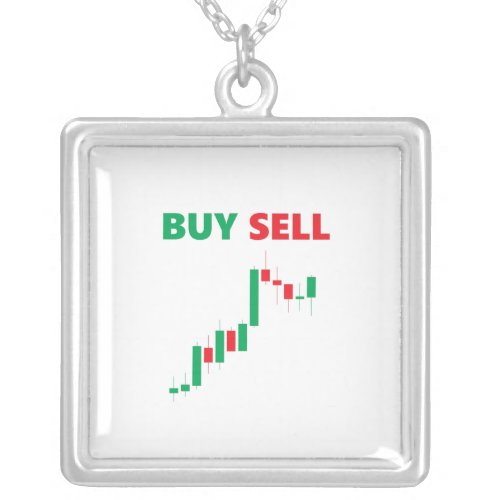 Buy Sell _ Stock Forex Market Currency Trader Silver Plated Necklace