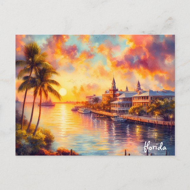 buy sunset Travel Vintage keys florida postcards (Front)
