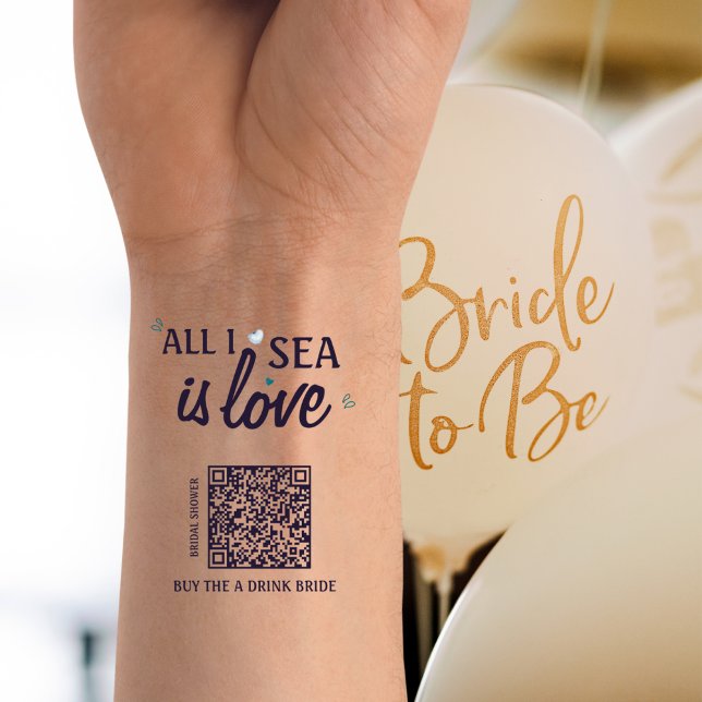 Buy the A Drink Bride Bridal Shower Beach Theme Temporary Tattoos (Buy the A Drink Bride Bridal Shower Beach Theme Temporary Tattoos all i sea is love romantic beach )