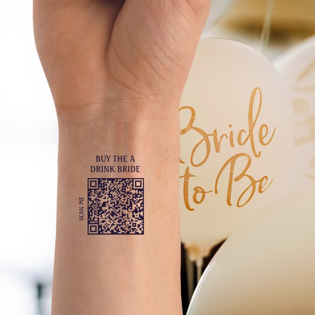 Buy the A Drink Bride Bridal Shower Beach Theme Temporary Tattoos (buy the a drink bride bridal party qr code hen night scan here modern cute)