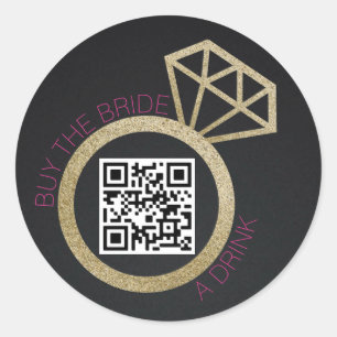 Buy the Bachelorette a Drink QR Code, Hens Party Classic Round Sticker