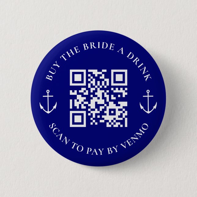Buy The Bride A Drink Bachelorette Party QR Code Button (Front)