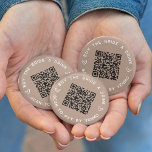 Buy the Bride a Drink Bachelorette Party QR Code Button<br><div class="desc">Round up some free drinks for the bride at her bachelorette party or bachelorette weekend with these personalized QR code buttons in neutral taupe. Design features two lines of custom text (shown with "buy the bride a drink" and "scan to pay by Venmo") in white lettering, with a customizable QR...</div>