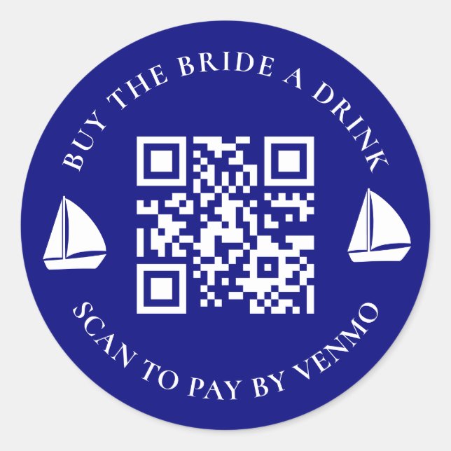 Buy The Bride A Drink Bachelorette Party QR Code Classic Round Sticker (Front)
