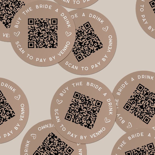 Buy the Bride a Drink Bachelorette Party QR Code Classic Round Sticker (Creator Uploaded)
