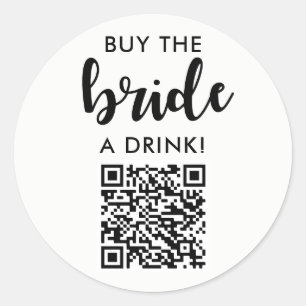 Buy The Bride A Drink Bachelorette Party QR Code Classic Round Sticker