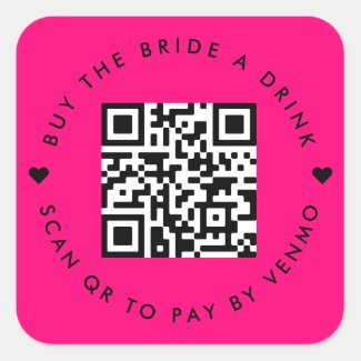 Buy The Bride A Drink | Bachelorette QR Code Pink Classic Round Sticker