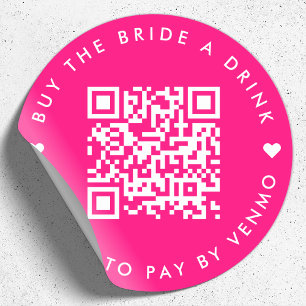 Buy The Bride A Drink Bachelorette QR Code Pink Classic Round Sticker