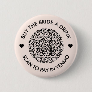 Buy The Bride A Drink Blush Pink QR Code Button