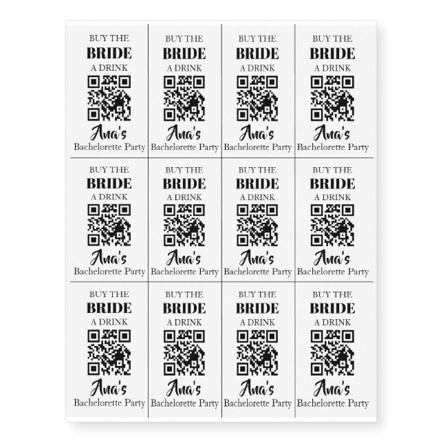 Buy the Bride a Drink Cards with QR Code Temporary Tattoos (Front)