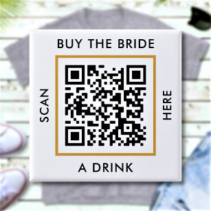 Buy The Bride A Drink Custom QR Code Bachelorette Button