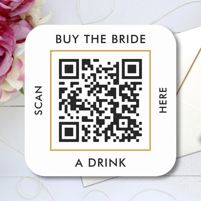 Buy The Bride A Drink Custom QR Code Bachelorette Square Sticker (Creator Uploaded)