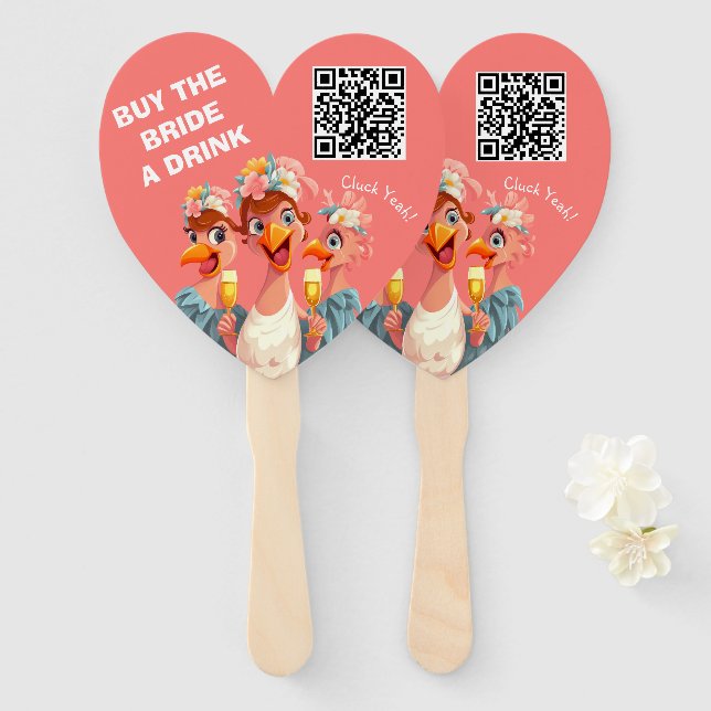 Buy the Bride a Drink- Customizable QR Code  Hand Fan (Front and Back)