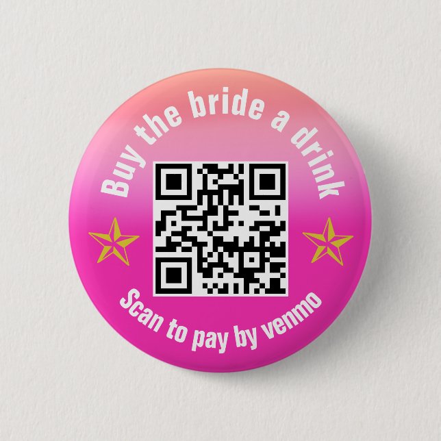 Buy the Bride A Drink Disco Cowgirl QR Code Button (Front)