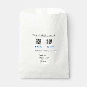 Buy the bride a drink donation QR Venmo PayPal  Favor Bag