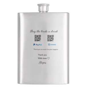 Buy the bride a drink donation QR Venmo PayPal Flask