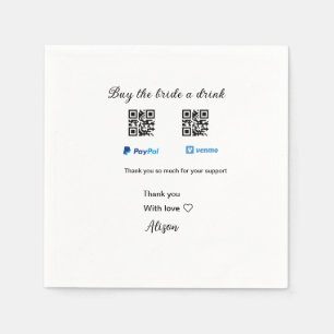 Buy the bride a drink donation QR Venmo PayPal Napkins