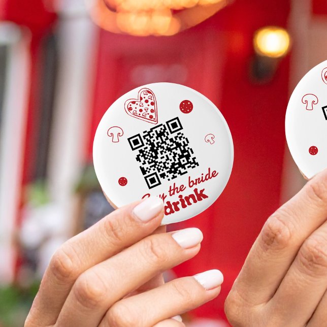 Buy the Bride a drink Pizza Bachelorette Weekend Button (Creator Uploaded)