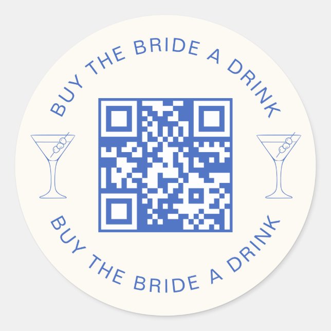 Buy The Bride A Drink QR Code Bachelorette Party Classic Round Sticker (Front)