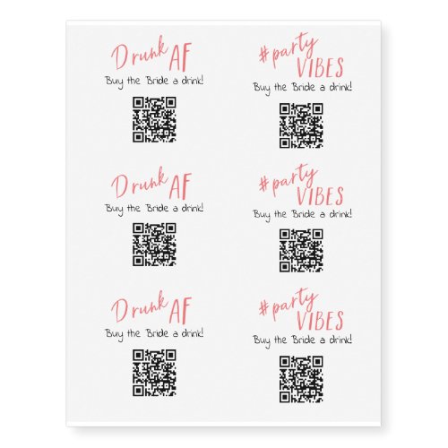 Buy the Bride a Drink QR Code Bachelorette Party Temporary Tattoos