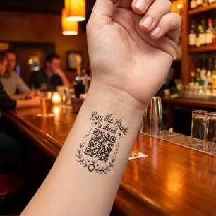  Buy the Bride a Drink QR Code Bachelorette Tattoo