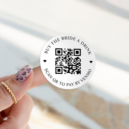 Buy The Bride A Drink QR Code Button Classic Round Sticker