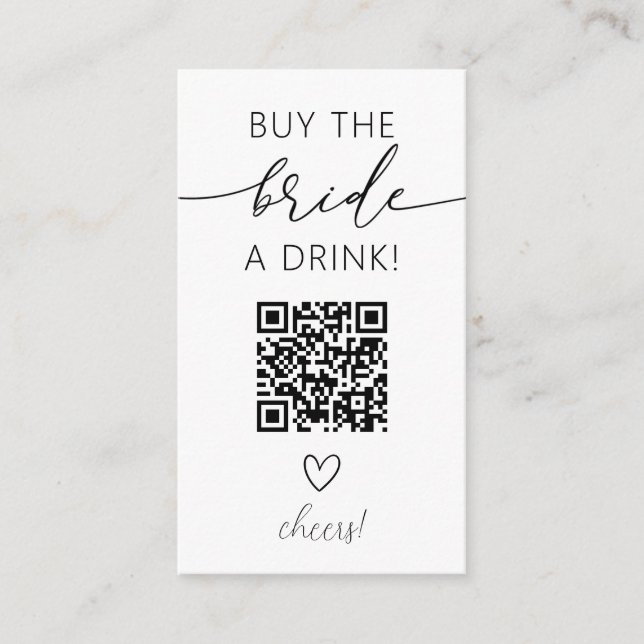 Buy the Bride a Drink QR Code Enclosure Card (Front)