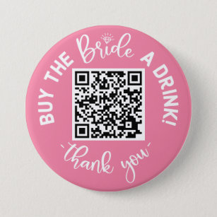 Buy The Bride A Drink QR Code Pink Bachelor Button
