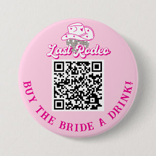 Buy The Bride A Drink QR Code Pink Bachelorette Button